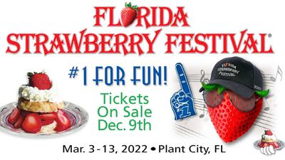 Enter here, and you could win a 4-pack of tickets to the Florida Strawberry Festival!