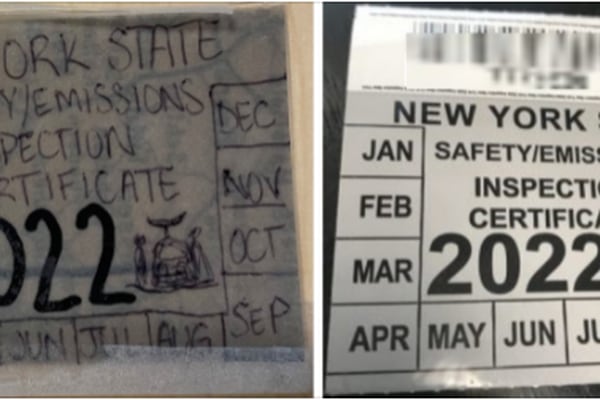 ‘Can you spot the fake?’: NY driver tries to dupe police with hand-drawn inspection sticker