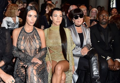 PARIS, FRANCE - SEPTEMBER 29:  Kim Kardashian, Kourtney Kardashian, Kris Jenner and Corey Gamble attend the Balmain show as part of the Paris Fashion Week Womenswear  Spring/Summer 2017  on September 29, 2016 in Paris, France.  (Photo by Pascal Le Segretain/Getty Images)