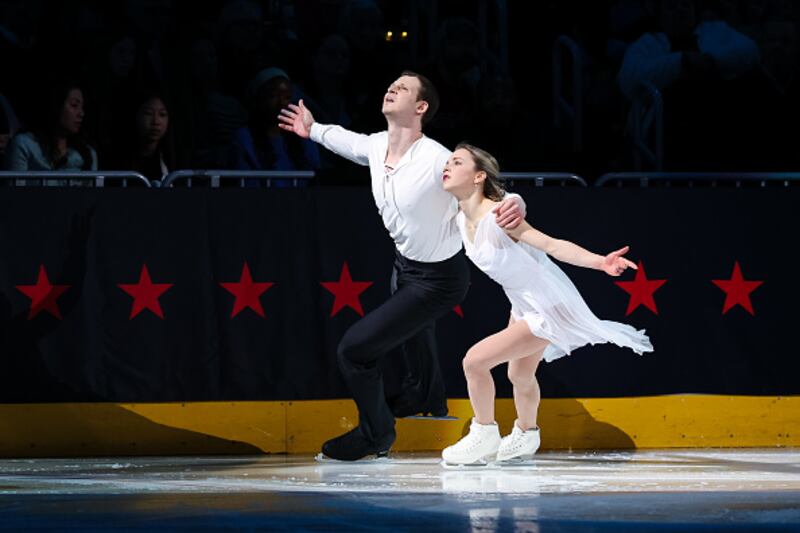 Ice skaters performing