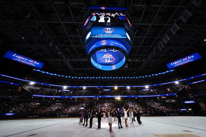 Ice skaters performing