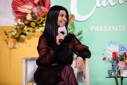 SAN FRANCISCO, CALIFORNIA - SEPTEMBER 21: CEO and founder of Poosh, Kourtney Kardashian speaks onstage the Create & Cultivate Conference at SVN West on September 21, 2019 in San Francisco, California. (Photo by Kelly Sullivan/Getty Images)