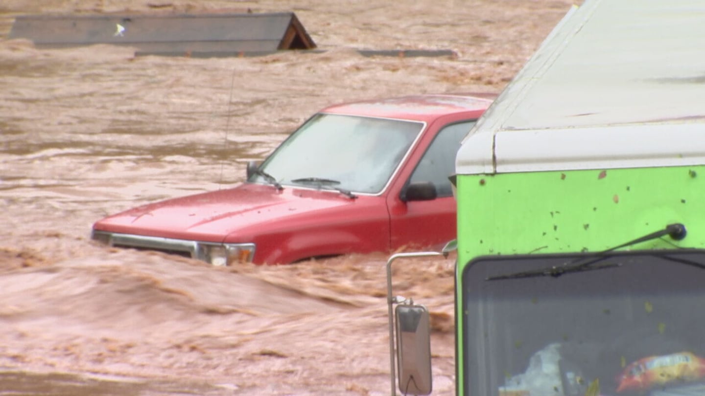 Flooded cars in Hurricane Helene